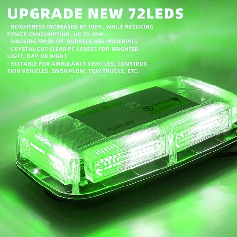 PKINGLAKE 72LED أضواء منارة الطوارئ القوية على السطح، 12-24 فولت تحذير عالي الوضوح للسلامة شريط إضاءة LED صغير مع قاعدة مغناطيسية لمحراث الثلج، مرافقة الجنازة، الشاحنة، السيارة (أرجواني) in Saudi Arabia