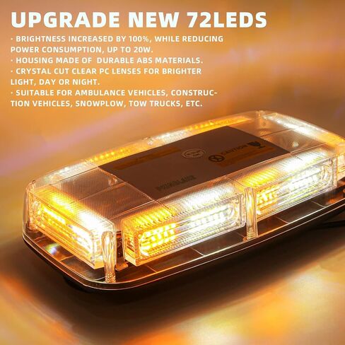 PKINGLAKE 72LED أضواء منارة الطوارئ القوية على السطح، 12-24 فولت تحذير عالي الوضوح للسلامة شريط إضاءة LED صغير مع قاعدة مغناطيسية لمحراث الثلج، مرافقة الجنازة، الشاحنة، السيارة (أرجواني) in Saudi Arabia
