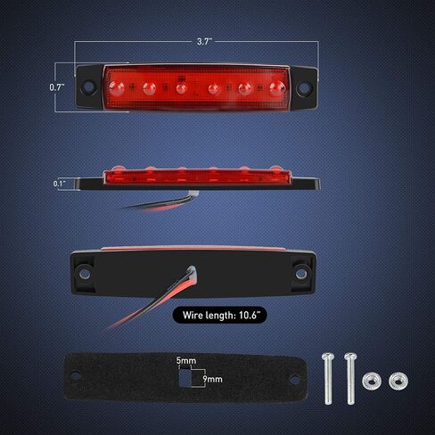 Nilight - TL-13 10 PCS Amber Red 3.8" 6 LED Amber Side LED Marker Clearance Indicator Light Rear side Marker Light for Truck Trailer RV Cab Boat Bus Lorry LED, 2 Years Warranty. in Saudi Arabia