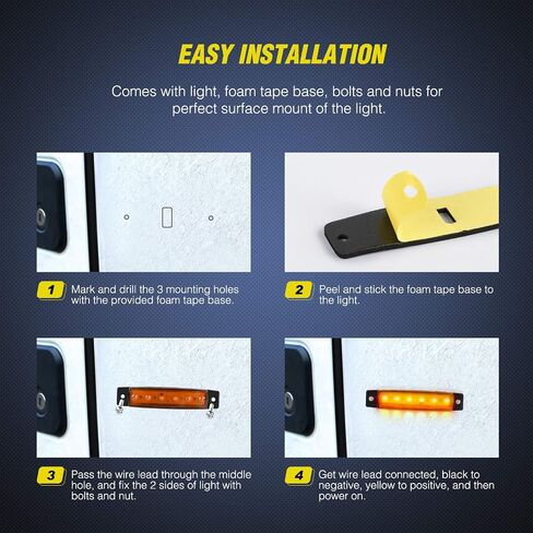 Nilight - TL-13 10 PCS Amber Red 3.8" 6 LED Amber Side LED Marker Clearance Indicator Light Rear side Marker Light for Truck Trailer RV Cab Boat Bus Lorry LED, 2 Years Warranty. in Saudi Arabia