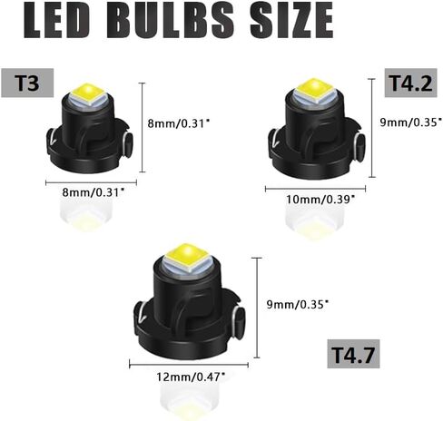 XFLHEHD 10 قطعة T4.2 Neo Wedge Led لمبات بيضاء 10 مم 3030 رقاقة قاعدة سيارة أداة لوحة قياس العنقودية لوحة القيادة HVAC AC سخان التحكم في المناخ لمبة التبديل إشارة استبدال الضوء الداخلي in Kuwait