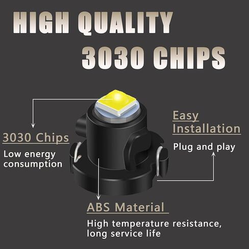 XFLHEHD 10 قطعة T4.2 Neo Wedge Led لمبات بيضاء 10 مم 3030 رقاقة قاعدة سيارة أداة لوحة قياس العنقودية لوحة القيادة HVAC AC سخان التحكم في المناخ لمبة التبديل إشارة استبدال الضوء الداخلي in Kuwait