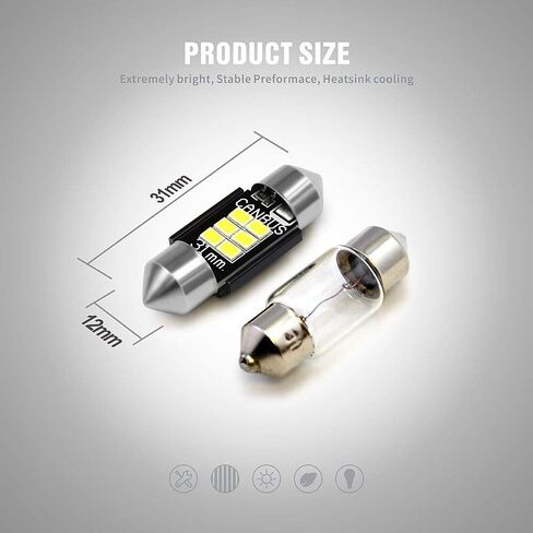 SIRIUSLED فائقة السطوع 3020 شرائح Canbus مصابيح LED خالية من الأخطاء لمصابيح السيارة الداخلية لوحة ترخيص قبة 1.25 بوصة 31 مم فسطون 3175 DE3175 6000K حزمة بيضاء من 2 in Kuwait