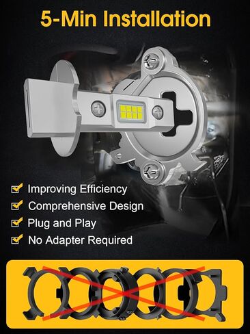 2024 Upgraded H3 LED Fog Light Bulbs, 1:1 Mini Size Plug and Play, 6500K White 500% Brighter, H3ll LED Bulb Light for Fog Lamp, DRL (Pack of 2) in Kuwait