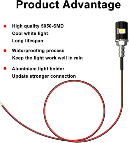 WEIMELTOY لوحة ترخيص الضوء، علامة الترخيص المسمار الترباس LED، سوبر مشرق 12V للماء لوحة ترخيص LED لمبة دراجة نارية أضواء العلامة القانونية لدراجة نارية دراجة شاحنة RV ATV، أبيض بارد (2PCS) in Kuwait