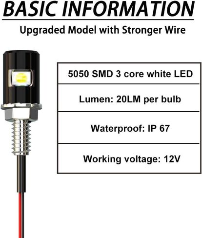 WEIMELTOY لوحة ترخيص الضوء، علامة الترخيص المسمار الترباس LED، سوبر مشرق 12V للماء لوحة ترخيص LED لمبة دراجة نارية أضواء العلامة القانونية لدراجة نارية دراجة شاحنة RV ATV، أبيض بارد (2PCS) in Kuwait