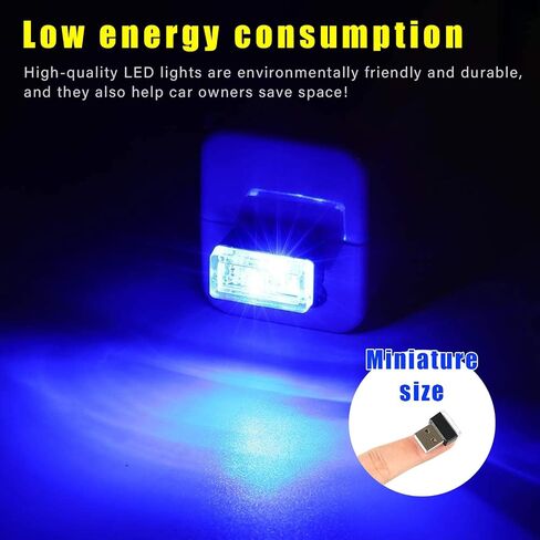 Augeny 4 PCS USB LED Car Interior Atmosphere Lamp, Plug-in USB Decor Night Light, Portable Auto Ambient Lighting Kit, Universal Vehicle Interior Accessories for Most Cars (2 Red+2 Ice Blue) in Saudi Arabia
