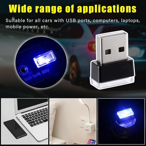 Augeny 4 PCS USB LED Car Interior Atmosphere Lamp, Plug-in USB Decor Night Light, Portable Auto Ambient Lighting Kit, Universal Vehicle Interior Accessories for Most Cars (2 Red+2 Ice Blue) in Saudi Arabia