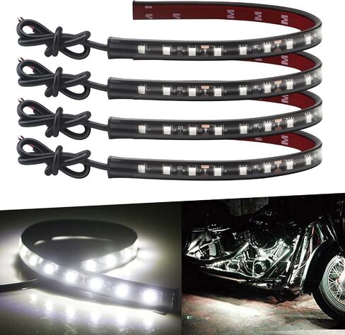 شريط إضاءة LED 12 فولت من Keiurot شريط إضاءة LED مقاوم للماء 32 سم للسيارات والدراجات النارية وعربة الجولف الداخلية والخارجية للقوارب البحرية شريط LED أبيض 12 فولت 5050 18SMD، حزمة من 4 in Kuwait