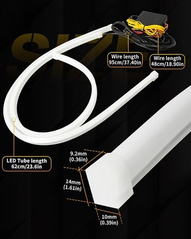 Qasim Sequential LED Strips APP Bluetooth Control RGB Multi Color Headlight 24Inch LED Daytime Running Lights Flexible DRL Tube Strip 12V 2-Pack in Kuwait