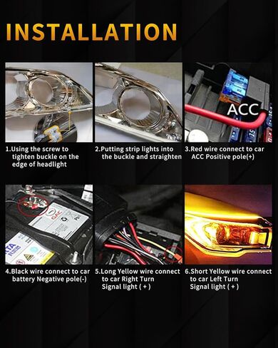 Qasim Sequential LED Strips APP Bluetooth Control RGB Multi Color Headlight 24Inch LED Daytime Running Lights Flexible DRL Tube Strip 12V 2-Pack in Kuwait