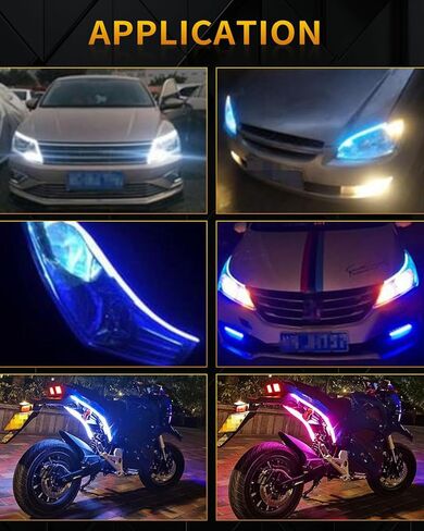 Qasim Sequential LED Strips APP Bluetooth Control RGB Multi Color Headlight 24Inch LED Daytime Running Lights Flexible DRL Tube Strip 12V 2-Pack in Kuwait