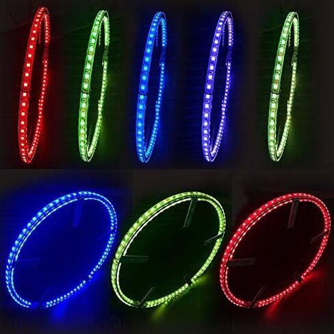 4 قطعة 15.5 بوصة RGB LED مجموعة إضاءة حلقة العجلة التحكم بالبلوتوث مع إشارة الانعطاف ووظيفة الكبح يمكن التحكم بها عن طريق جهاز التحكم عن بعد والتطبيق (صف مزدوج) in Saudi Arabia