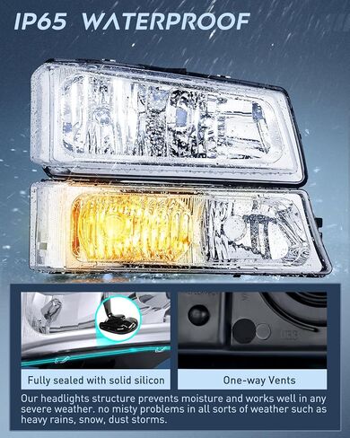 مجموعة المصابيح الأمامية Nilight لـ 2003 2004 2005 2006 Chevy Silverado Avalanche 1500 1500HD 2500 2500HD 3500 شيفروليه بيك اب استبدال المصابيح الأمامية مجموعة مصابيح ممتص الصدمات، ضمان لمدة عامين in Saudi Arabia