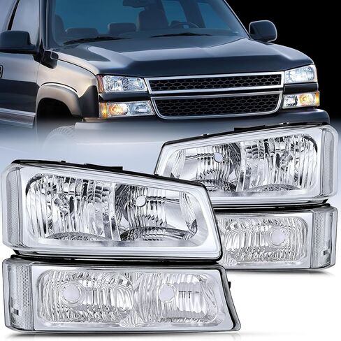 مجموعة المصابيح الأمامية Nilight لـ 2003 2004 2005 2006 Chevy Silverado Avalanche 1500 1500HD 2500 2500HD 3500 شيفروليه بيك اب استبدال المصابيح الأمامية مجموعة مصابيح ممتص الصدمات، ضمان لمدة عامين in Saudi Arabia