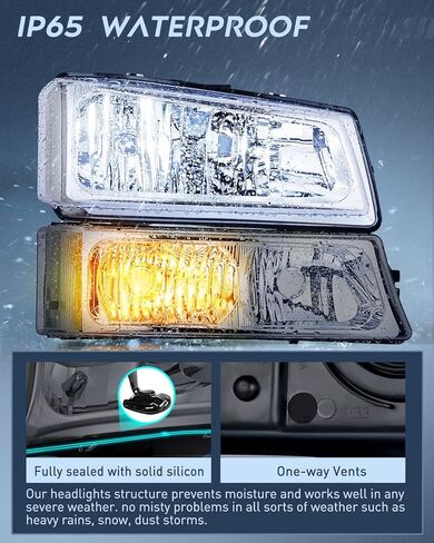 مجموعة المصابيح الأمامية Nilight لـ 2003 2004 2005 2006 Chevy Silverado Avalanche 1500 1500HD 2500 2500HD 3500 شيفروليه بيك اب استبدال المصابيح الأمامية مجموعة مصابيح ممتص الصدمات، ضمان لمدة عامين in Kuwait