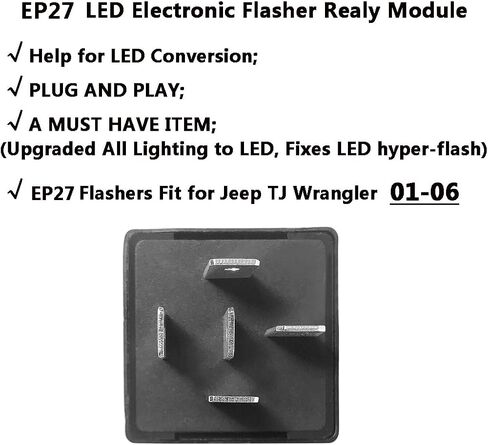 01-06 TJ Wrangler Flasher Relay، EP27 LED Flasher Relay مناسب لسيارة Jeep Wrangler TJ 2001 2002 2003 2004 2005 2006 LED إشارة الانعطاف الإلكترونية والتحذير من المخاطر حقًا، إيقاف Hyper Flash، 5 Pin Flasher in Saudi Arabia
