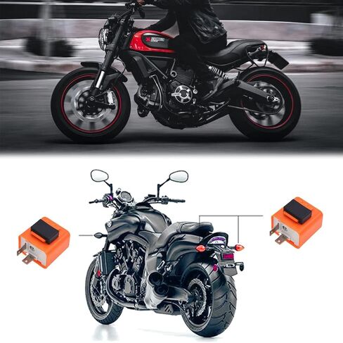 PINGTANYOUYU 2 قطعة 12 فولت سرعة قابلة للتعديل 2 دبوس LED مرحل فلاش إلكتروني لدراجة نارية خطر تحذير فرط فلاش مرحل إشارة الانعطاف مرحل وامض للدراجات النارية والدراجات النارية سكوتر (أسود) in Kuwait