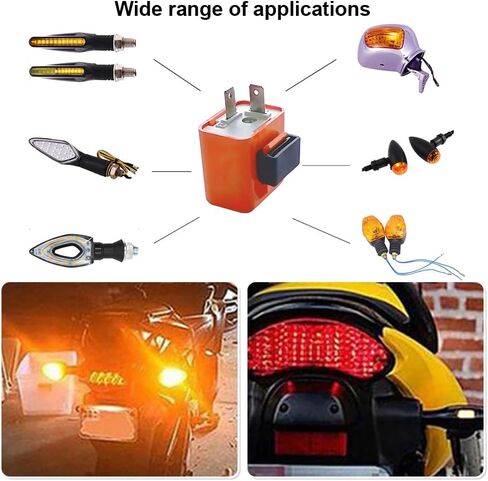 PINGTANYOUYU 2 قطعة 12 فولت سرعة قابلة للتعديل 2 دبوس LED مرحل فلاش إلكتروني لدراجة نارية خطر تحذير فرط فلاش مرحل إشارة الانعطاف مرحل وامض للدراجات النارية والدراجات النارية سكوتر (أسود) in Kuwait