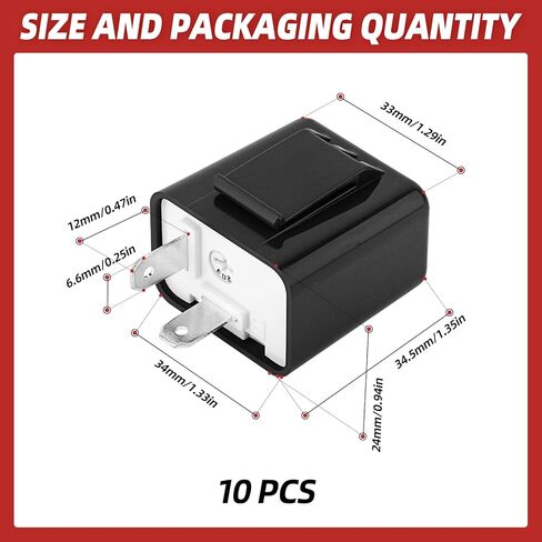 10PCS 2-Pin 12V DC Adjustable LED Turn Signal Indicator Flasher Relay, Motorcycle Indicator Flicker Frequency Regulation Relay in Saudi Arabia