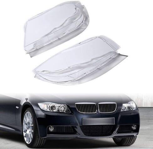 زوج أغطية المصابيح الأمامية قذيفة شفافة عدسة متوافقة ل 2005-2011 BMW E90 E91 323i 325i 328i 328xi 335xi 335d 335i xDrive زينون المصابيح الأمامية in Kuwait