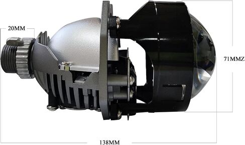 عدسة جهاز عرض YUFANYA 2.5 بوصة ثنائية LED مع شعاع Hi/Lo، 70 وات 20,000LM 6000K أبيض، قناع أغطية فضية، مناسب H4 H7 9005 HB3 9006 HB4 مصباح أمامي لدراجة نارية للسيارة in Kuwait