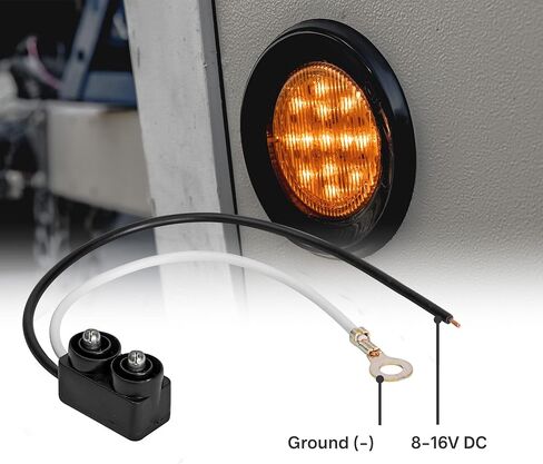TRUE MODS 2 قطعة 2.5 بوصة 12 فولت مصابيح LED مستديرة كهرمانية لعلامات التخليص الجانبية [DOT FMVSS 108] [SAE P2] [عدسة عاكسة] [حلقة معدنية ومقابس] [تركيب متساطح] [مقاوم للماء IP67] لمقطورة القارب نصف شاحنة RV Peterbilt in Kuwait