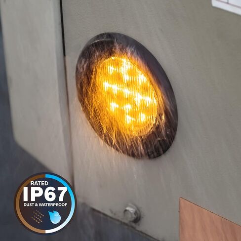 TRUE MODS 2 قطعة 2.5 بوصة 12 فولت مصابيح LED مستديرة كهرمانية لعلامات التخليص الجانبية [DOT FMVSS 108] [SAE P2] [عدسة عاكسة] [حلقة معدنية ومقابس] [تركيب متساطح] [مقاوم للماء IP67] لمقطورة القارب نصف شاحنة RV Peterbilt in Kuwait