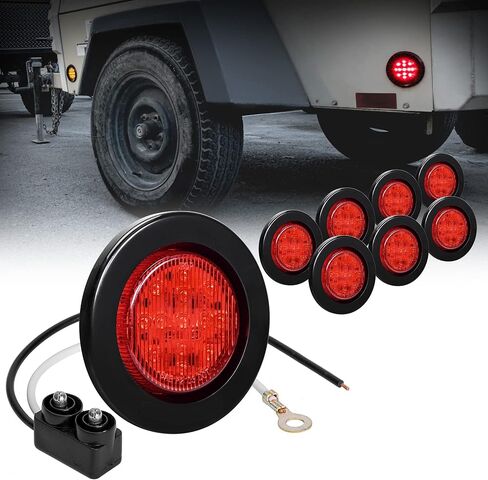 TRUE MODS 2 قطعة 2.5 بوصة 12 فولت مصابيح LED مستديرة كهرمانية لعلامات التخليص الجانبية [DOT FMVSS 108] [SAE P2] [عدسة عاكسة] [حلقة معدنية ومقابس] [تركيب متساطح] [مقاوم للماء IP67] لمقطورة القارب نصف شاحنة RV Peterbilt in Kuwait