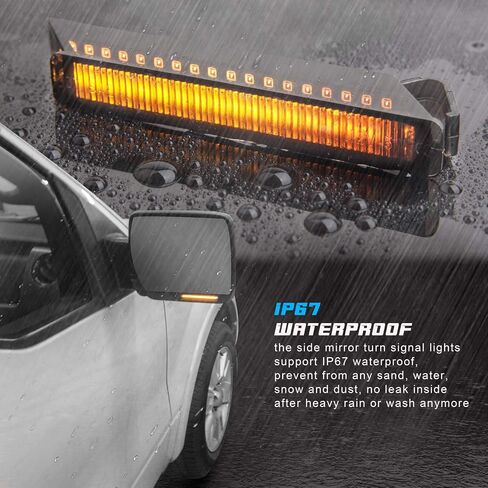 RUXIFEY متسلسل LED مرآة جانبية بدوره إشارة ضوء مدخن يمين يسار مصابيح متوافقة مع Ford F150 Expedition، Lincoln Mark LT، Amber in Saudi Arabia