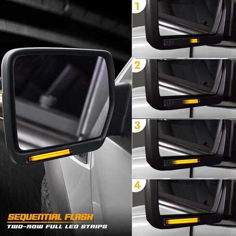 RUXIFEY متسلسل LED مرآة جانبية بدوره إشارة ضوء مدخن يمين يسار مصابيح متوافقة مع Ford F150 Expedition، Lincoln Mark LT، Amber in Saudi Arabia