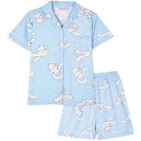 Cute Women's Pajama Sets, Cartoon Print Sleepwear Short Sleeve Shirt and Casual Short - 2 Piece