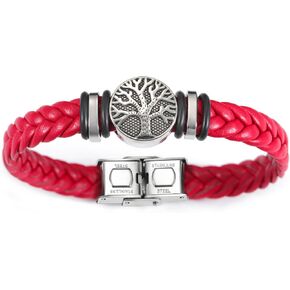 Dreamtimes Yggdrasil World Tree of Life Bracelet Mens Leather Bracelet Braided Religious Mens Cuff Bracelets Alloy Viking Cuff Bangle for Women Men Father's Day Jewelry
