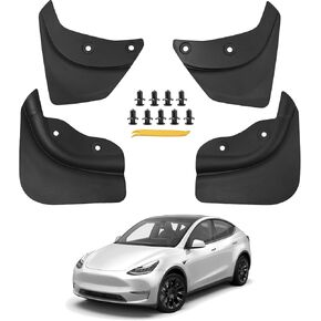 DORENA Tesla Model Y Mud Flaps Splash Guards 2020-2024 All Weather Protection No Drilling Required Original Car Upgraded Accessories Black