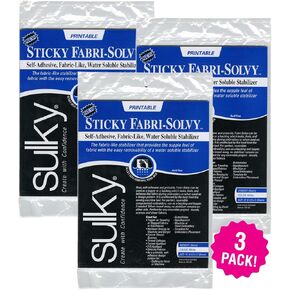 Sulky Sticky Fabri-Solvy Stabilizer 8.5"X11" 12pcs 3/Pk, 3 Pack