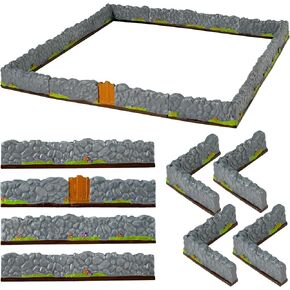 Warmtree Dungeon Walls 8 Pcs Miniature Stone Wall, Mini Fence Wall Terrain Building Accessories Fairy Garden Resin Decorative Picket Fence Stone Wall DIY Wargame Terrain Model Diorama(Wooden Walls)