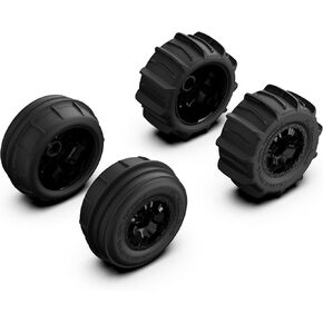 AMORIL RC Paddle Tires, 4PCS Off Road Snow Sand Rubber Tires Hexagon(Side to Side) 12mm Wheels Replacement for 1/10 Truck (Black) for RZ001, Part Number R11152 in Kuwait