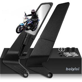 Motorcycle Anti-glare Rear View Mirrors, Adjustable 360° Rotating Stealth Wind Wing Side Mirrors Compatible with Kawasaki Z400 Z650 Z900 Z1000 Duke 125 200 250 390 690 790 1290 etc