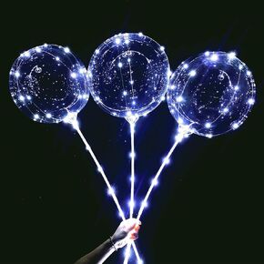 10 PACKS LED Bobo Balloons, Clear Light Up Balloons,Helium Glow Bubble Balloons with String Lights for Party Birthday Wedding Quinceanera Decorations (Cold White)