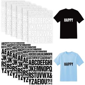 12 Sheets Iron on Letters,972 Pieces Iron on Letters for Clothing Large 2 Inch 1 Inch Heat Transfer Letters with A-Z PU Alphabets Stickers for Fabric T-Shirt Jersey Hat DIY Craft (Black and White)