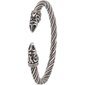 Viking Bracelet for Men Ravens Heads Norse Viking Arm Rings Adjustable Opening Bangle Stainless Steel Twisted Cable Cuff Bangle Bracelet Pagan Wicca Jewelry