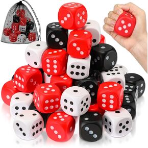48 Pcs Foam Dice Stress Ball 1.57 Inch Fake Soft Slow Dot Dice Stress Anxiety Relief Dice Toys for Kids Adults Board Game Themed Decoration Party Pool Toy Favors School Supplies