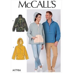 McCall's Patterns McCall's Men and Women's Jacket and Hoodie, Sizes S-L Sewing Pattern, various, White