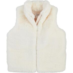 Mud Pie Girls Children Faux Fur Zip Vest-Ivory