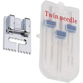 1 Set Silver Twin Stretch Machine Needle Double Twin Needles Pins Sewing Machine Double Needle for Brother Singer Sewing Machine Domestic Sewing Machine, Sewing Machine Needles, Machine Needles