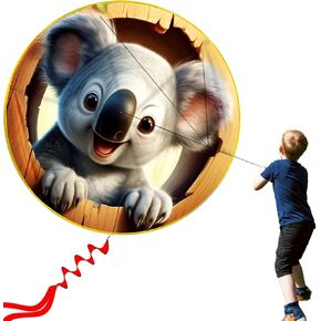 HENGDA KITE Rounded Kite,for Kids and Adults,Easy to Fly,Excellent Fabric and Structure Design,The Pictures are Beautiful in high Definition,Suitable for Beginners(31x31) in Gery.