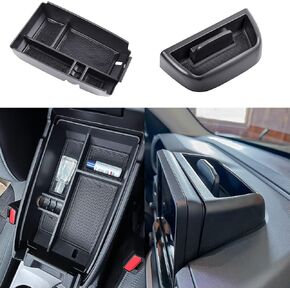 TACOBRO 2PCS Console Organizer Set Compatible with Ford Bronco Sport Accessories 2021 2022 2023 2024，Interior Center Console Dash Storage Tray and Armrest Secondary Storage Box ABS Material