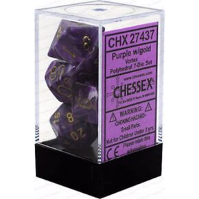Chessex CHX27437 Dice-Vortex Purple/Gold Set, Multicolor, Large (18mm - 25mm)