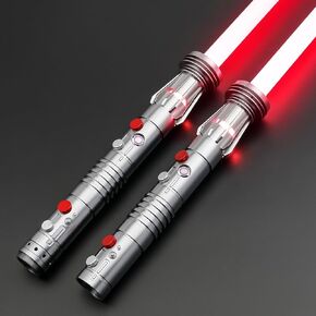 Light Saber, Heavy Dueling Lightsabers 2 Pack, 12 RGB Colors 16 Sound Fonts with Metal Hilt Double-Bladed Light Saber Smooth Swing Motion Control 2 in 1 Light Sabers for Adults