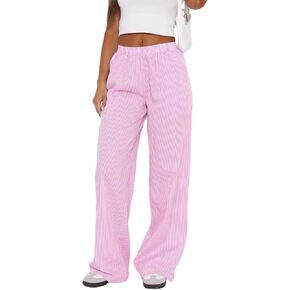 NUFIWI Women Y2k Lounge Pants High Waist Striped Printed Wide Leg Pants Summer Casual Going Out Pants with Pocket